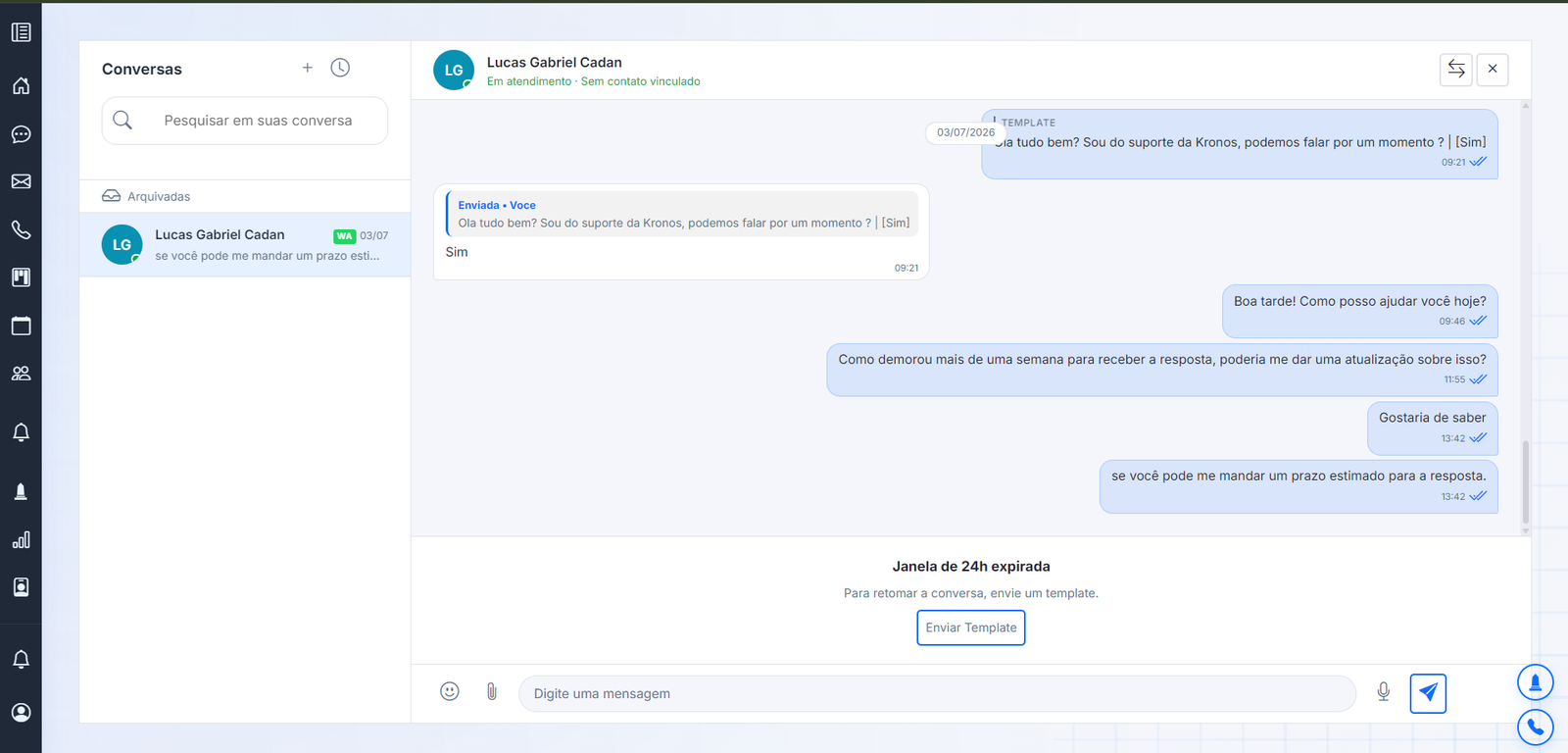 Módulo de WhatsApp no modo claro